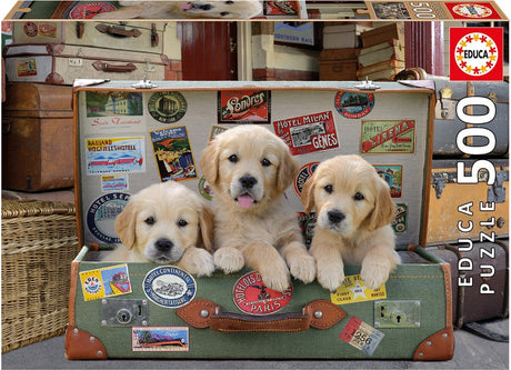 Educa - puzzle - szczenięta w walizce podróżnej - 500 elementów - układanka