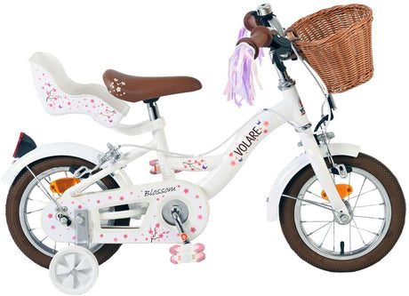 Volare Blossom dla dzieci rower dziecięcy - dziewczyny - 12 cali - białe - dwa hamulce ręczne