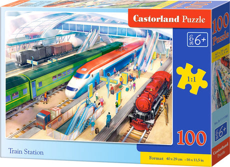 Stacja kolejowa Castorland – puzzle – 100 elementów – pociągi – jakość premium