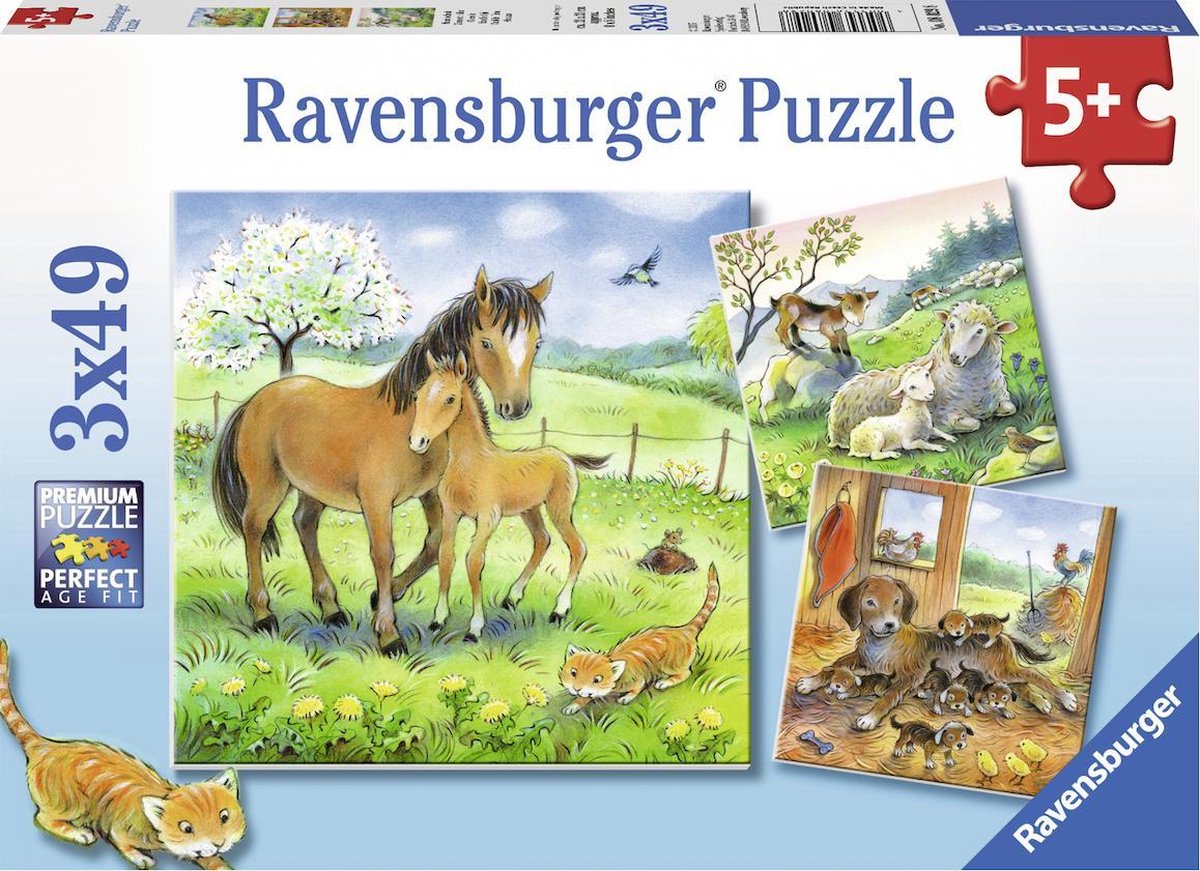 Puzzle Ravensburger Czas przytulania - 3x49 elementów - puzzle dla dzieci