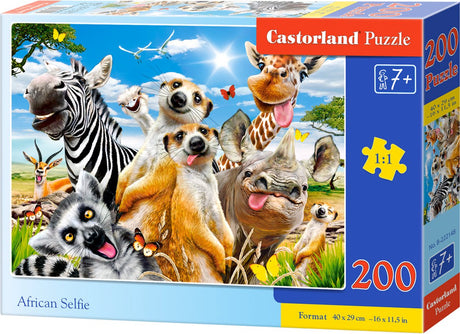 Afrykańskie selfie Castorland – puzzle – 200 elementów – zwierzęta – jakość premium