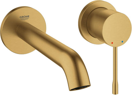 Grohe essence new wandgemonteerde inbouw wastafelkraan - afbouwdeel - exclusief inbouwdeel - mat goud - waterbesparend