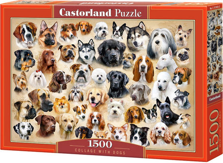 Kolaż Castorland z psami – puzzle – 1500 elementów – satynowe wykończenie – idealne dopasowanie – europejska jakość