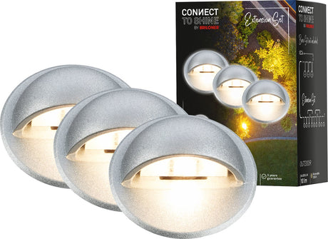 Briloner Connect to Shine - reflektor gruntowy LED do użytku na zewnątrz - zestaw 3 sztuk - zestaw przedłużający do oświetlenia ogrodowego - ciepłe białe światło - ip65 - ø3,5x3,6 cm