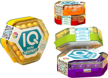 Smartgames IQ mini hexpert - kieszonkowa łamigłówka podróżna do myślenia - 120 zadań z sześciokątną siatką - edukacyjna gra solo - od 7 lat