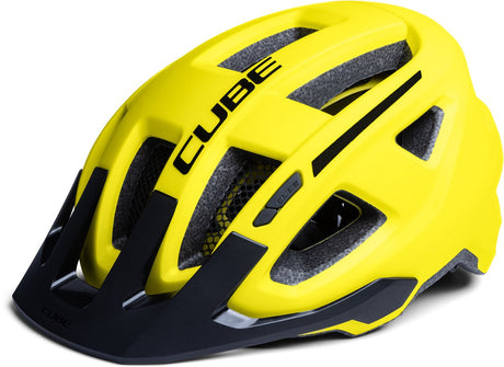 Kask rowerowy Cube flota - 52-57 cm - kask uniwersalny - mips - 14 otworów wentylacyjnych - system mocowania snap 360 - system mocowania x-lock - regulowany - m - żółty