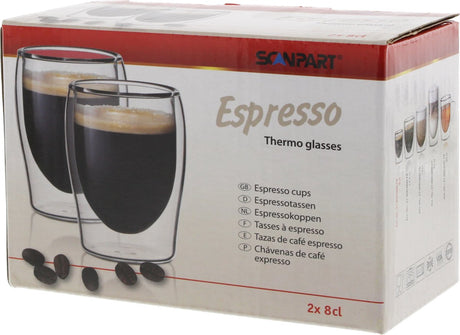 Scanpart dwuścienne kieliszki do kawy 80 ml - espresso - dwuścienna szklanka do espresso - 2 sztuki
