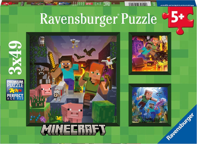 Puzzle Ravensburger Minecraft Biomy - układanka - 3x49 elementów