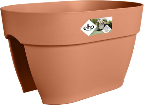 Most kwiatowy Elho vibia campana 40 - donica do balustrady balkonowej - 100% plastiku pochodzącego z recyklingu - ø 39,0 x wys. 22,0 cm - terra
