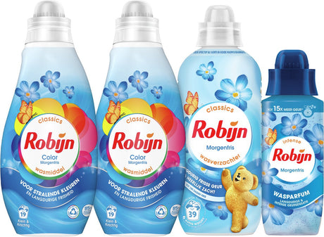 Robijn Perfect Match - poranna świeżość - 4 sztuki - 2x detergent + 1 płyn zmiękczający do tkanin + 1 perfumy do prania - pakiet wartościowy