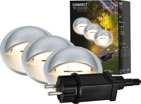 Briloner Connect to Shine - reflektor gruntowy LED do użytku na zewnątrz - zestaw 3 szt. - zestaw startowy do oświetlenia ogrodowego - ciepłe białe światło - ip65 - ø3,5x3,6 cm - kabel 1,5 m