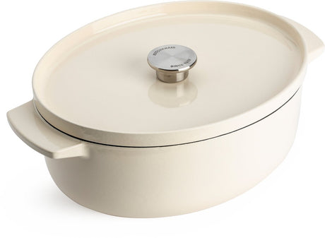 Patelnia Kitchenaid 30cm - żeliwo emaliowane - biel migdałowa - owalna