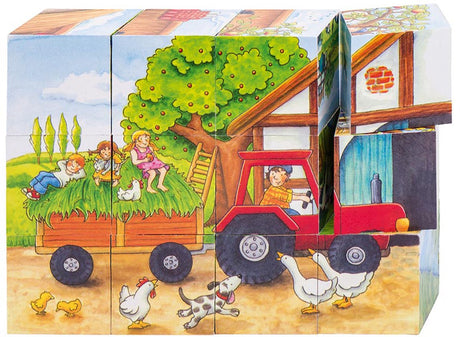 Goki drewniane puzzle blokowe na farmie, 12..