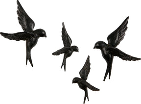 Woood vogels avaler - papier - zwart - set van 4