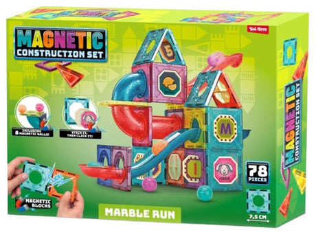 Zestaw magnetycznych torów marmurowych Toi-toys, kolorowe zabawki, 78 elementów.