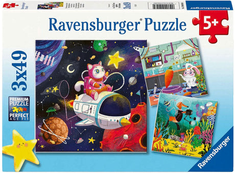 Puzzle Ravensburger odkrywcy zwierząt 3x49 elementów