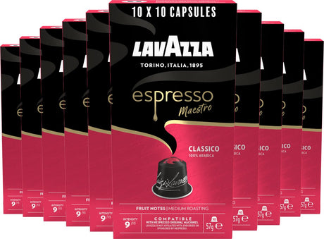 Filiżanki do kawy Lavazza espresso classico - 100 filiżanek - kawa 100% arabica - intensywność: 9 13 - 10 x 10 kapsułek aluminiowych
