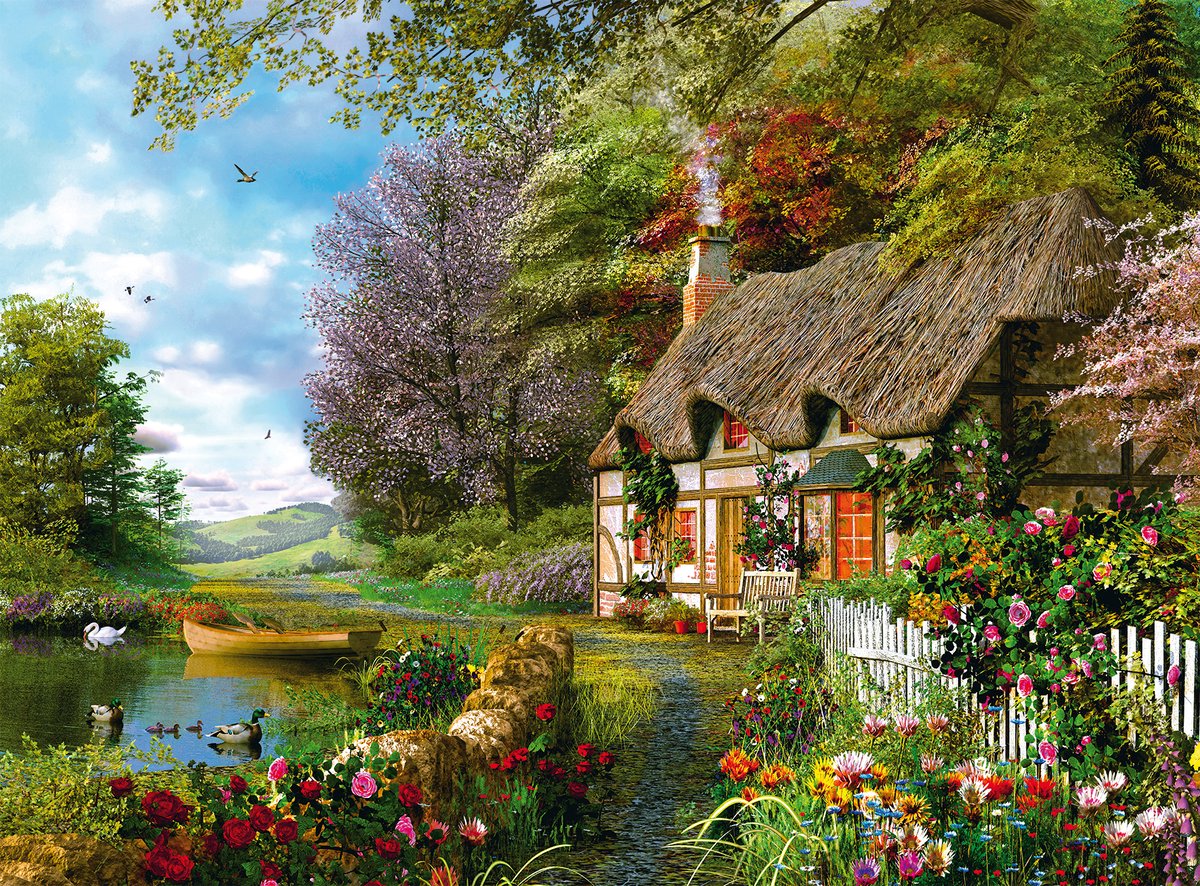 Puzzle Ravensburger Chata wiejska - układanka krajobraz 1500 elementów.