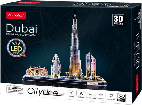 Zabawna sześcienna łamigłówka 3D City Line Dubai z oświetleniem LED
