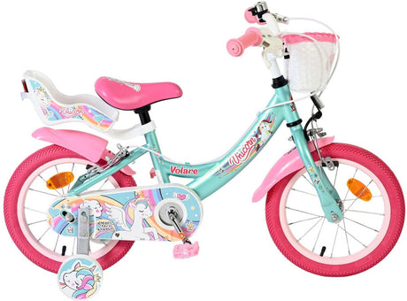 Abi unicorn kinderfiets - meisjes - 14 inch - groen - twee handremmen