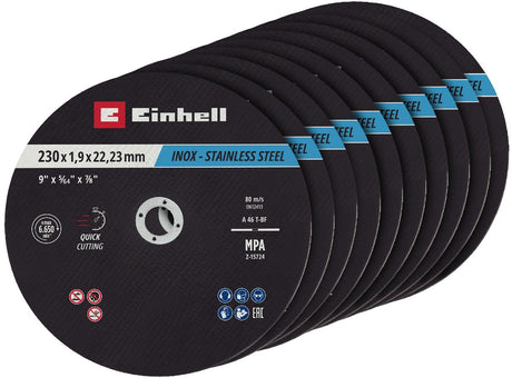 Zestaw tarcz do cięcia Einhell 711524 230 mm 10 szt. metal, stal nierdzewna, stal, cyna