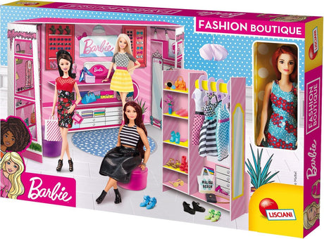 Butik z modą Barbie Lisciani z lalką