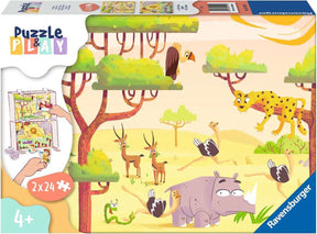 Puzzle Ravensburger Zagraj w safari - układanka - 2x24 elementy