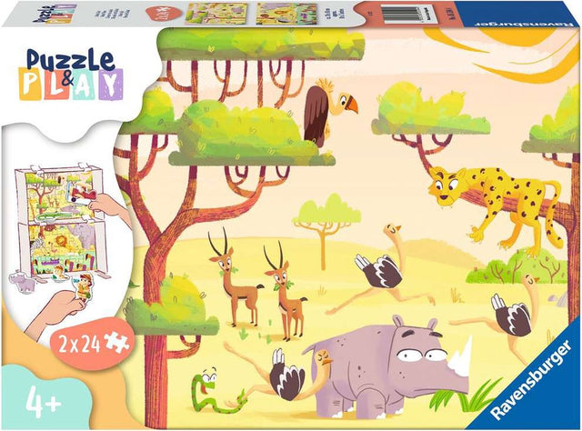 Puzzle Ravensburger Zagraj w safari - układanka - 2x24 elementy