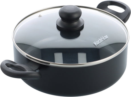 Kochstar Essenz ceramiczny rondel z pokrywką - 24cm - 3,5l - bez PFAS - rondel indukcyjny - patelnia indukcyjna - ceramiczna powłoka nieprzywierająca - uchwyt chłodzący - można używać w piekarniku do 130° C - czarny