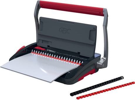 Bindownica ręczna Gbc Combind® cb15 - plastikowe grzebienie do bindowania - 165 arkuszy - czarny czerwony