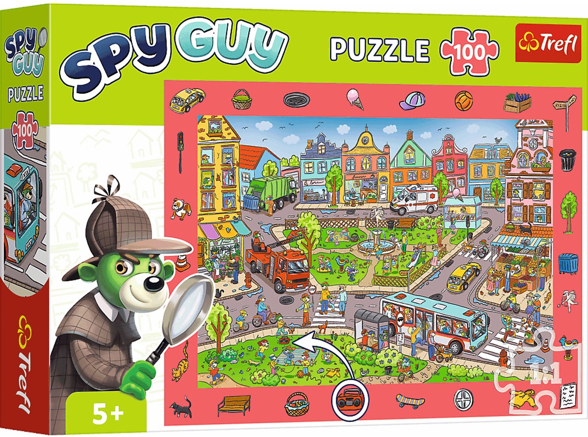 Puzzle Trefl 100 elementów - szpieg - miasto - puzzle obserwacyjne.