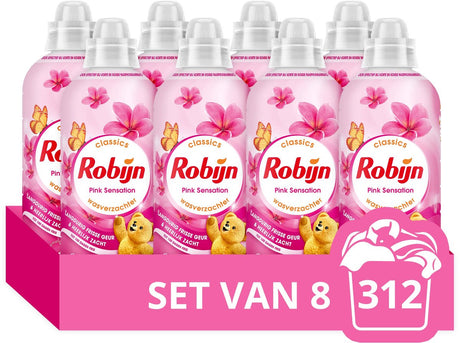 Robijn wasverzachter - pink sensation - 8 stuks - 312 wasbeurten - voordeelverpakking