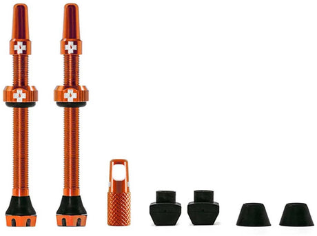 Zestaw zaworów do zastosowania bezdętkowego Muc-off v2 44 mm, pomarańczowy