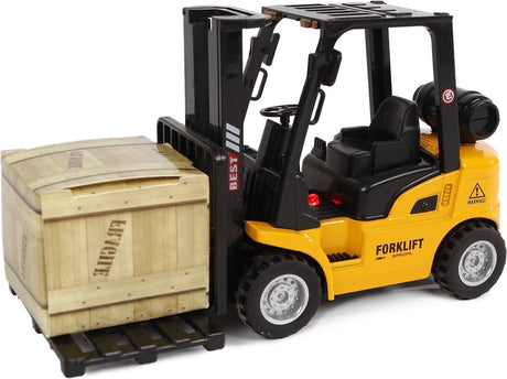 Dwufunkcyjny wózek widłowy z napędem pull-back – ze światłem i dźwiękiem – 14 cm – od 4 lat