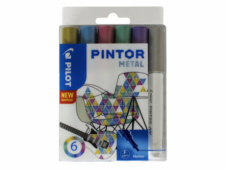 Zestaw markerów metalicznych firmy Creativ Pilot Pintor - zestaw metalowy - cienki marker z końcówką 2,9 mm - tusz na bazie wody - pokrywa każdą powierzchnię, nawet najciemniejszą - rysuj, koloruj, dekoruj, zaznaczaj, pisz, kaligrafuj…