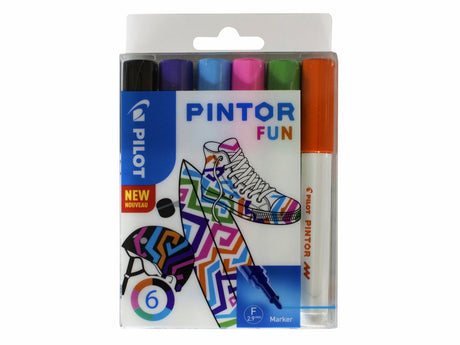 Zakreślacz Pilot Pintor Fun 6 szt. Czarny, jasnoniebieski, limonkowy, pomarańczowy, różowy, fioletowy