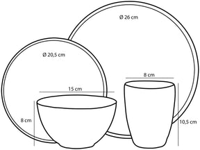 Mica decorations tabo serviesset 4 persoons - zwart