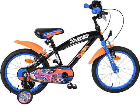 Rower dziecięcy Volare Hot Wheels - chłopięcy - 16 cali - czarny pomarańczowy niebieski - dwa hamulce ręczne