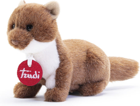 Trudi - no knuffel steenmarter parco adamello brenta 14 cm - handgemaakt in italie - zacht pluche - knuffeldier voor jongens en meisjes - bruin wit - 17x14x9 cm maat xs