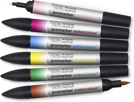 Markery akwarelowe Winsor Newton - zestaw pędzelków - odcienie kwiatowe - 6 sztuk