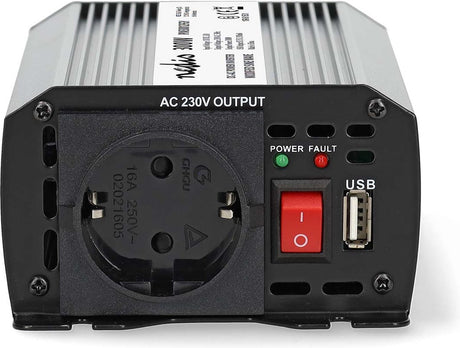 Falownik samochodowy Nedis 300w - 12v 230v - gniazdo port ładowania USB - zmodyfikowana fala sinusoidalna - zaciski akumulatora zapalniczka - przetwornica napięcia