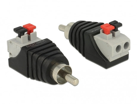 Delock adapter rca męski > kostka zaciskowa z przyciskiem 2-pinowym