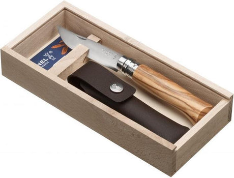 Scyzoryk Opinel nr 08 - stal nierdzewna - drewno oliwne - drewniane pudełko