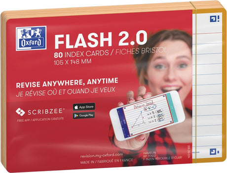 Oxford flash 2.0 - fiszki - linijki - a6 - pomarańczowa ramka - 80 sztuk