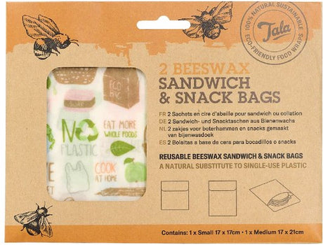 Tala - torebki na kanapki z przekąskami - zestaw 2 szt. - zero waste - wielokrotnego użytku - wosk pszczeli