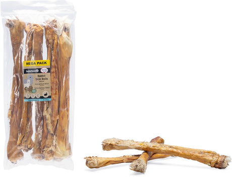 Beeztees Roladki ze skóry królika z sierścią 5 sztuk - 35-45 cm - naturalne - - przekąski dla psów - gryzaki dla psów