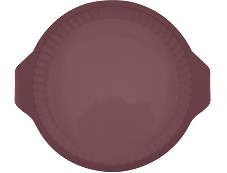 Point-virgule okrągła, prążkowana forma do quiche wykonana z platynowego silikonu w stylu vintage bordowy 24cm