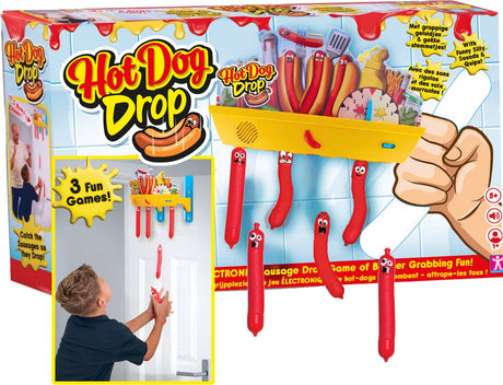 Gear2play gra polegająca na upuszczaniu hot dogów - łapanie spadających kiełbasek - zabawna, rodzinna gra akcji