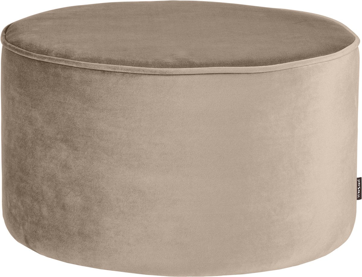 Pufa niska Woood Sara - aksamit - khaki - 60x36x60