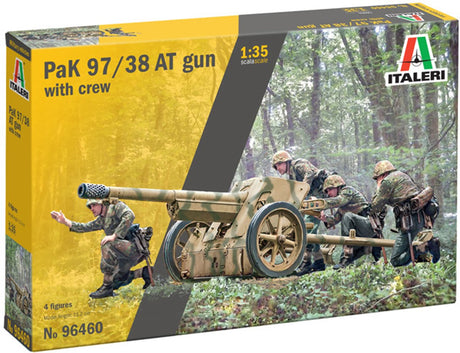 Italeri zestaw modeli do składania pojazdów wojskowych-96460 pak 97 38 działo przeciwpancerne z załogą-niemiecka wojskowa artyleria przeciwpancerna z II wojny światowej plastik-1:35-zestaw modeli do składania